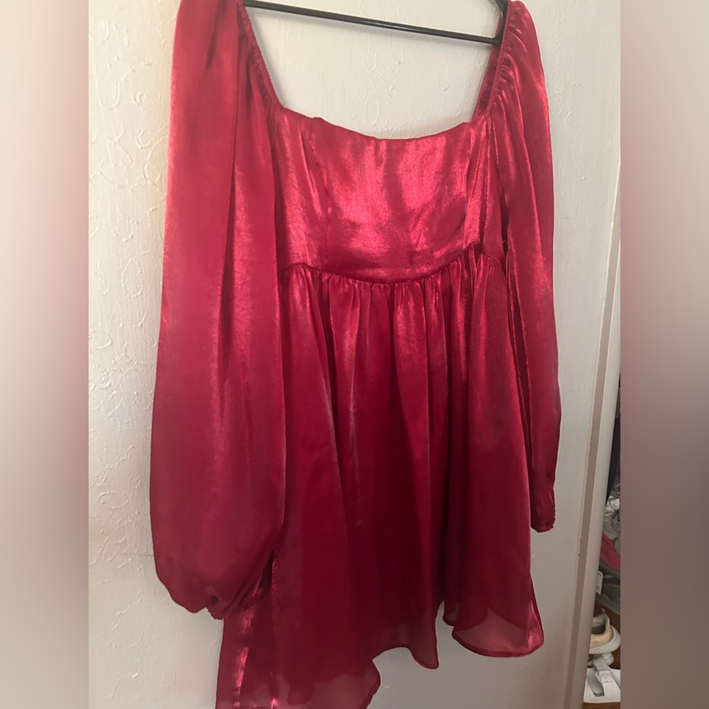 Elegant Red Satin Party Dress